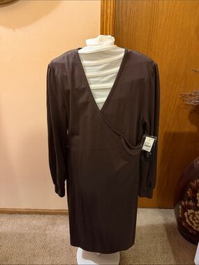 Chocolate Brown Long-Sleeve Wrap Dress by Chocolate